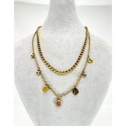 Gold İkili Figürlü Kolye